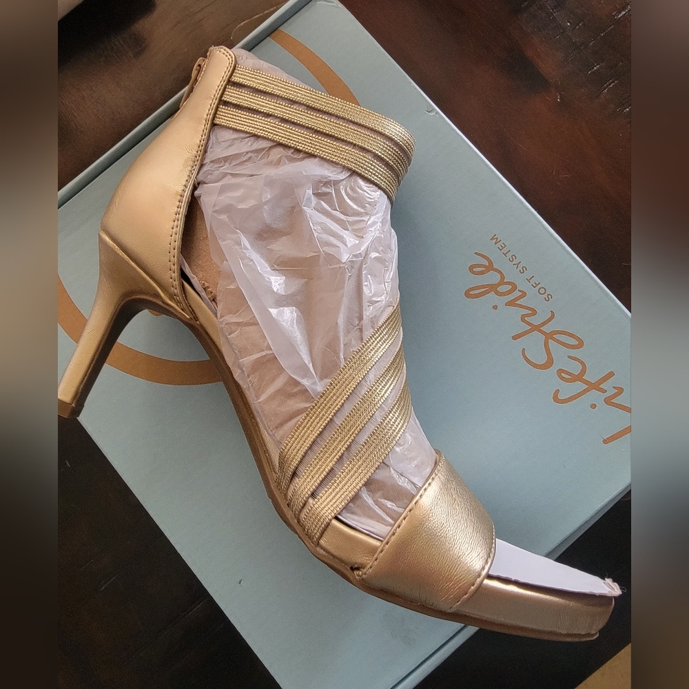 Gold high heels